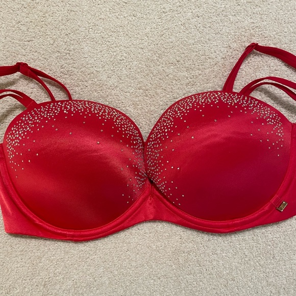 Red rhinestone Multi-way Victoria secret Bra 34dd - Picture 1 of 4